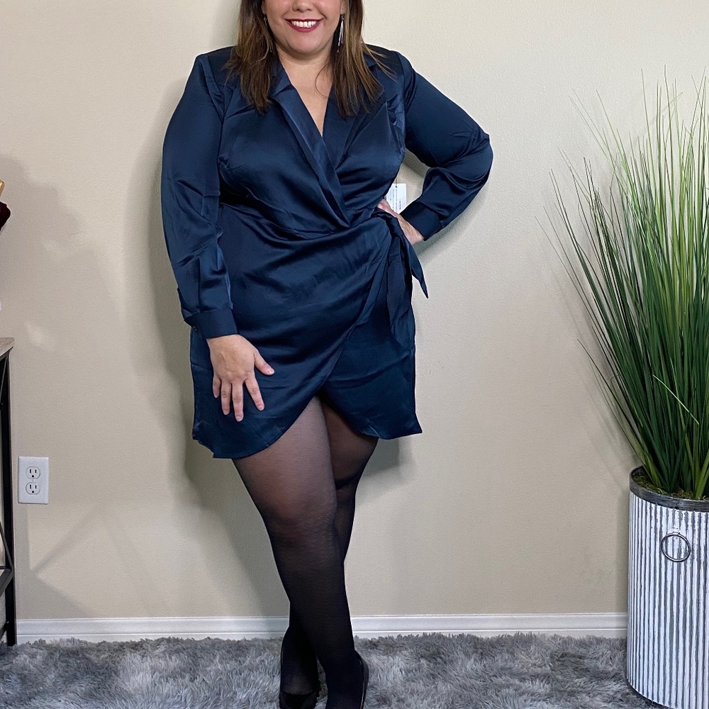 Eloquii Midnight Blue Wrap dress.